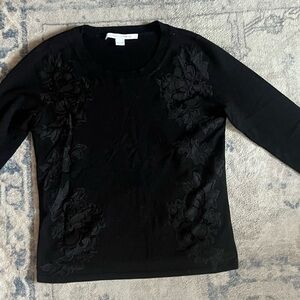 Diane Von Furstenberg Black Floral Women's Blouse